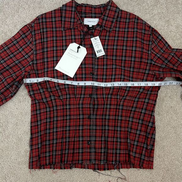 Current/Elliott Button Down Shirt Womens Size 3 Medium Red Tartan Plaid Ladies - Picture 8 of 12